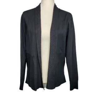 ESPERANZA black cardigan open front cable knit sweater MP‎
